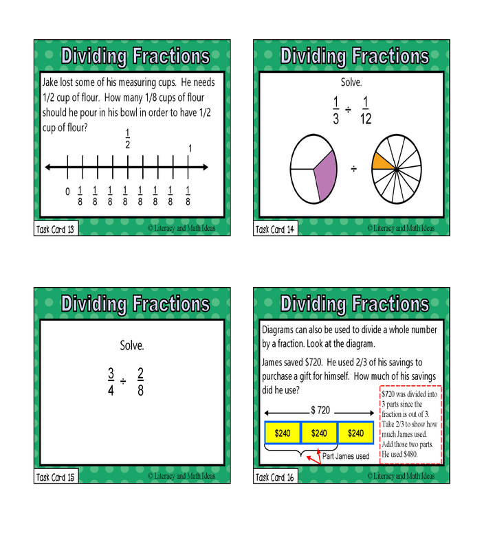 Dividing Fractions Task Cards