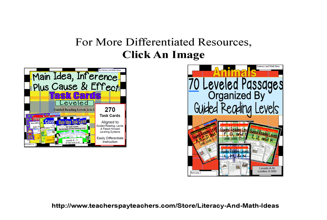 120 Main Idea, Cause and Effect, and Inference Task Cards (Guided Reading J - M)