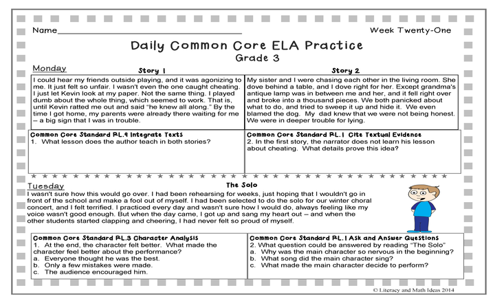 Grade 3 Daily Common Core Reading Practice Weeks 21-40