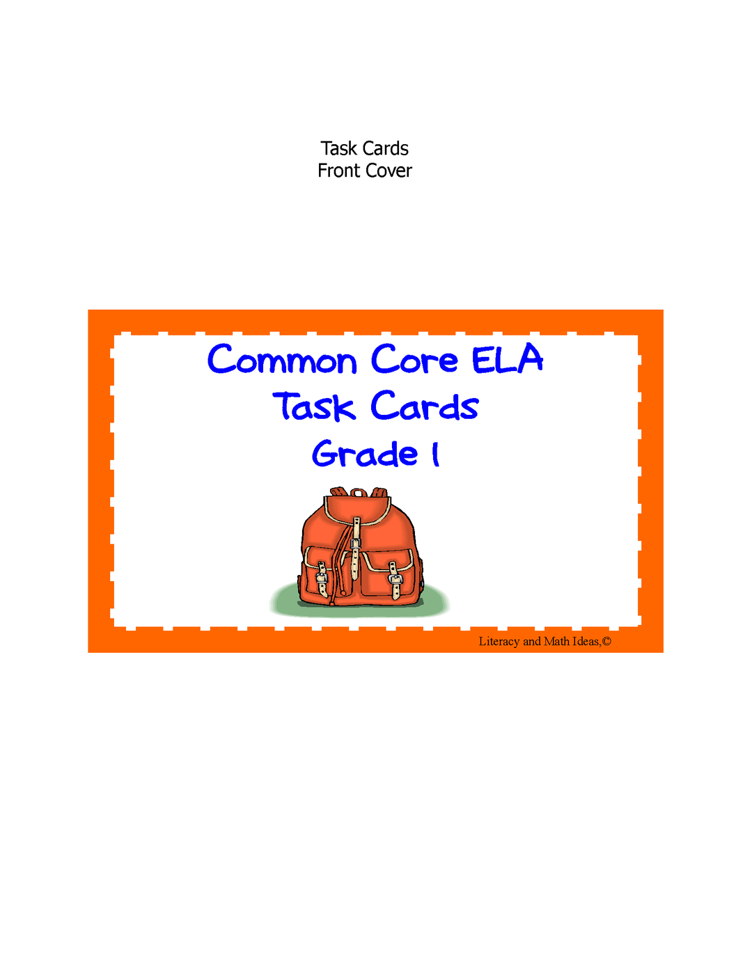 Common Core Standards Task Cards: Grade 1