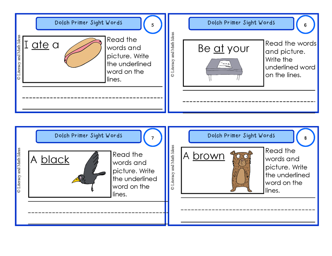 Sight Word Task Cards (Primer Level)