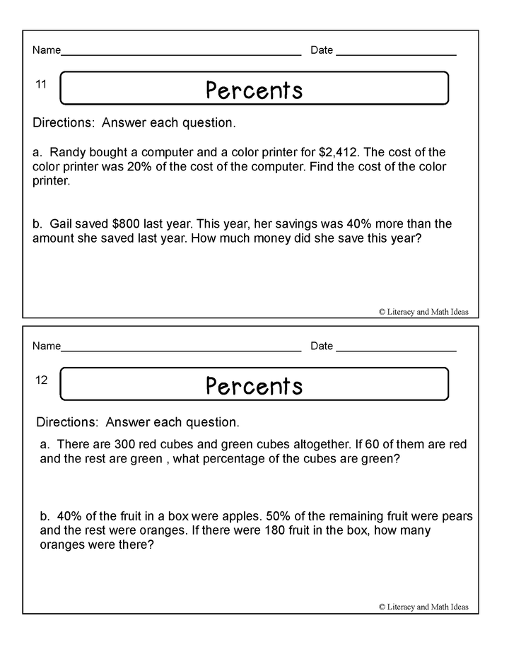 Percents Exit Slips