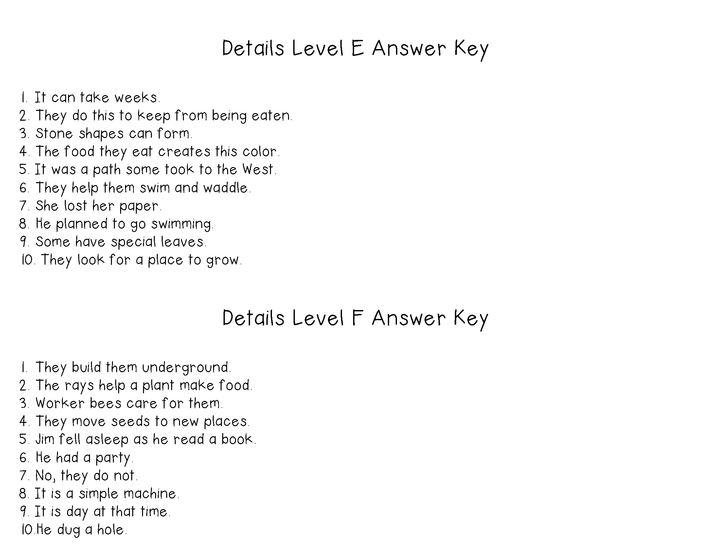 Details Task Cards For Each Guided Reading Level (Levels E, F, G)
