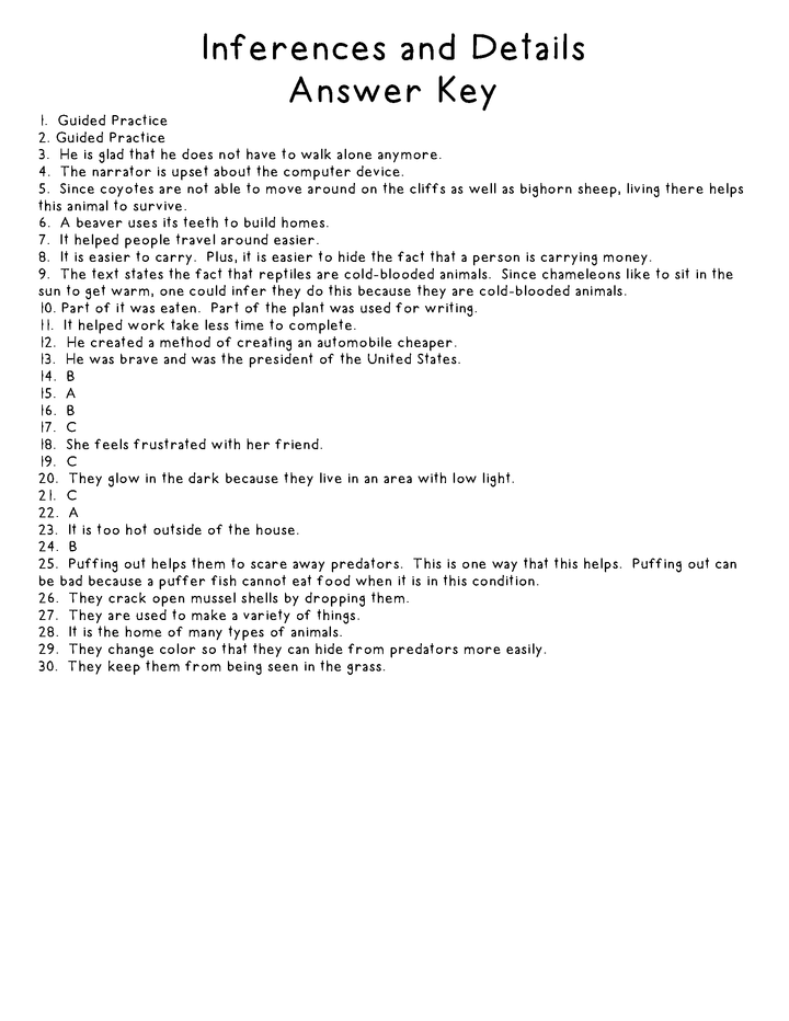 Inferences and Details RL.3.1 & RI.3.1 Task Cards