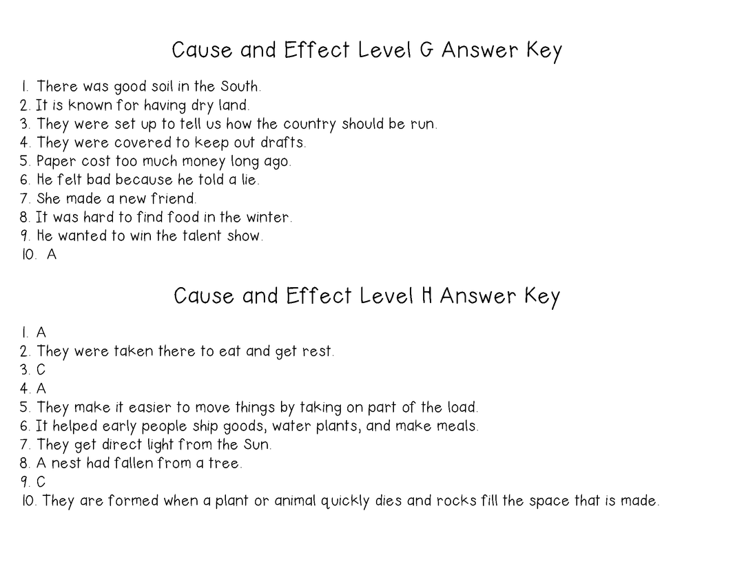 Cause and Effect Task Cards For Each Guided Reading Level (Levels E,F,G,H,I)