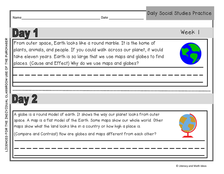 Daily Social Studies (Grade 2 Weeks 1 - 4)