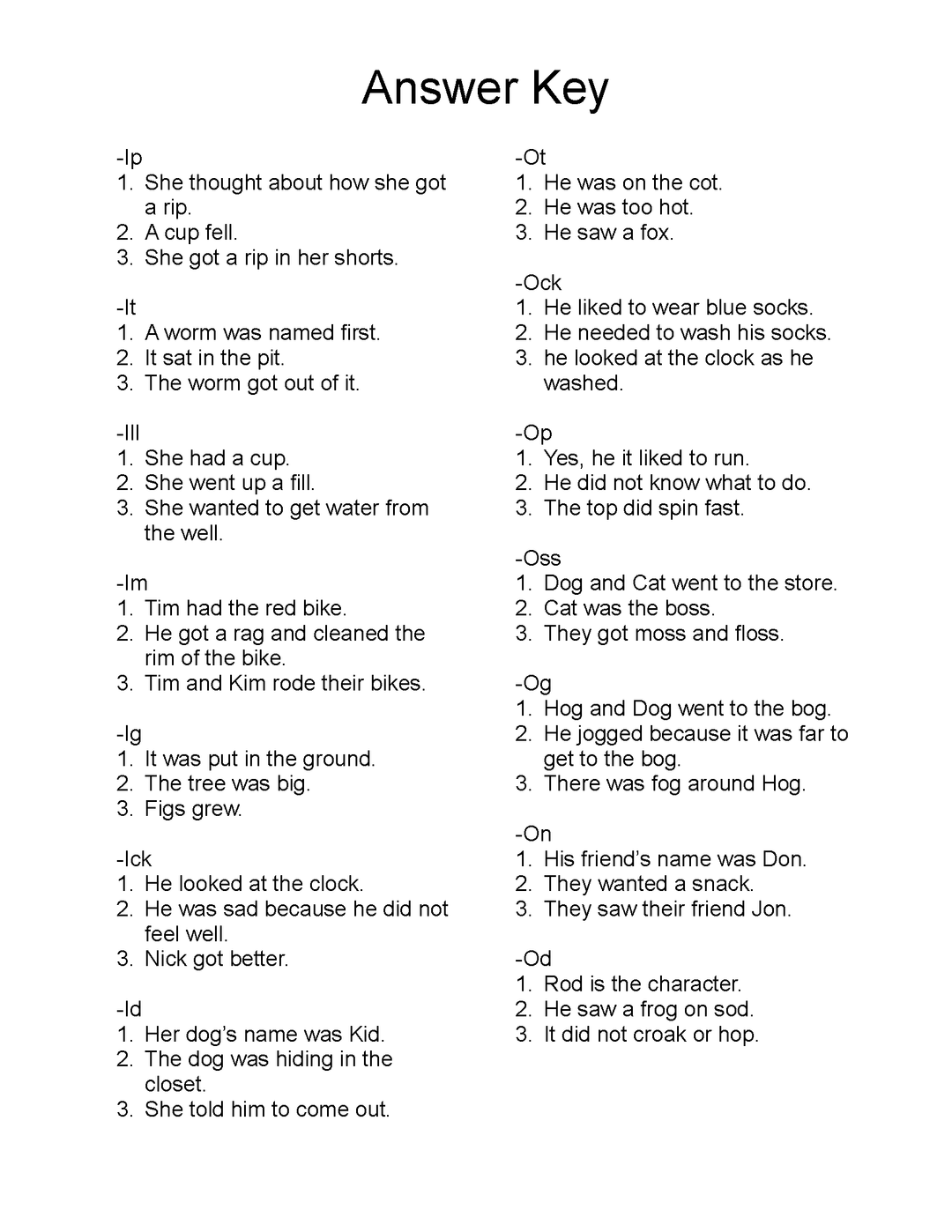 Short Vowel Sound Word Family Reading Passages (35 Passages)