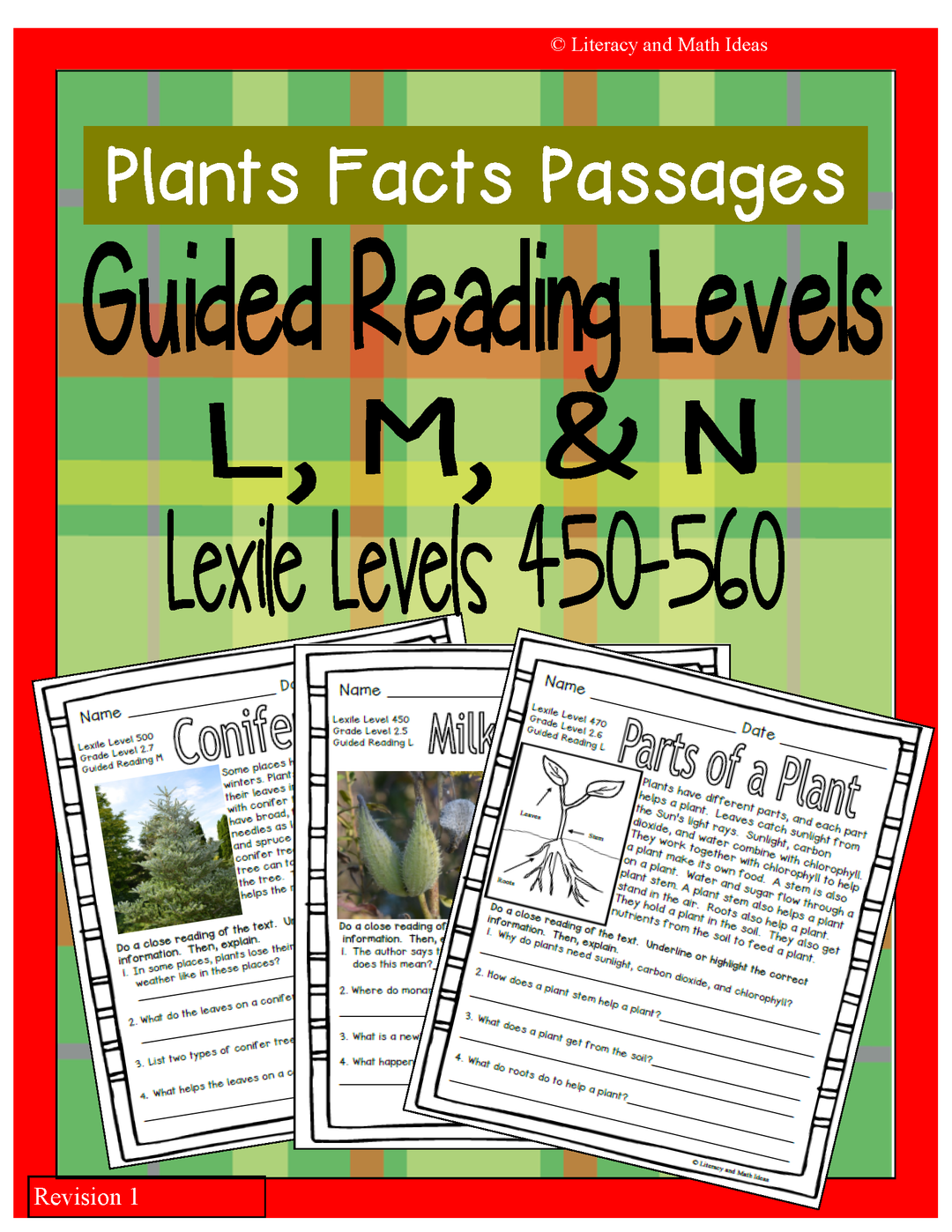 (Plants) Leveled Passages Guided Reading Levels L,M, N (Lexiles 450-560)