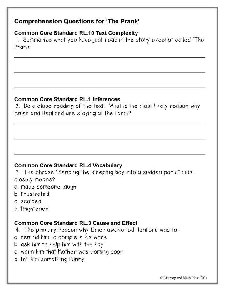 Common Core Classic Literature Passages