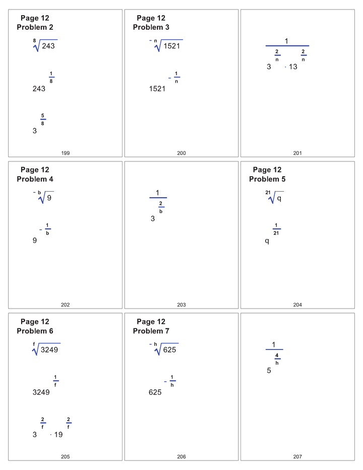 Worksheets for Common Core Math N-RN.1 and N-RN.2 Rational Exponents (Book A1)