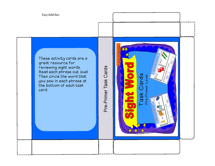 Sight Word Task Cards (Pre-Primer Level)