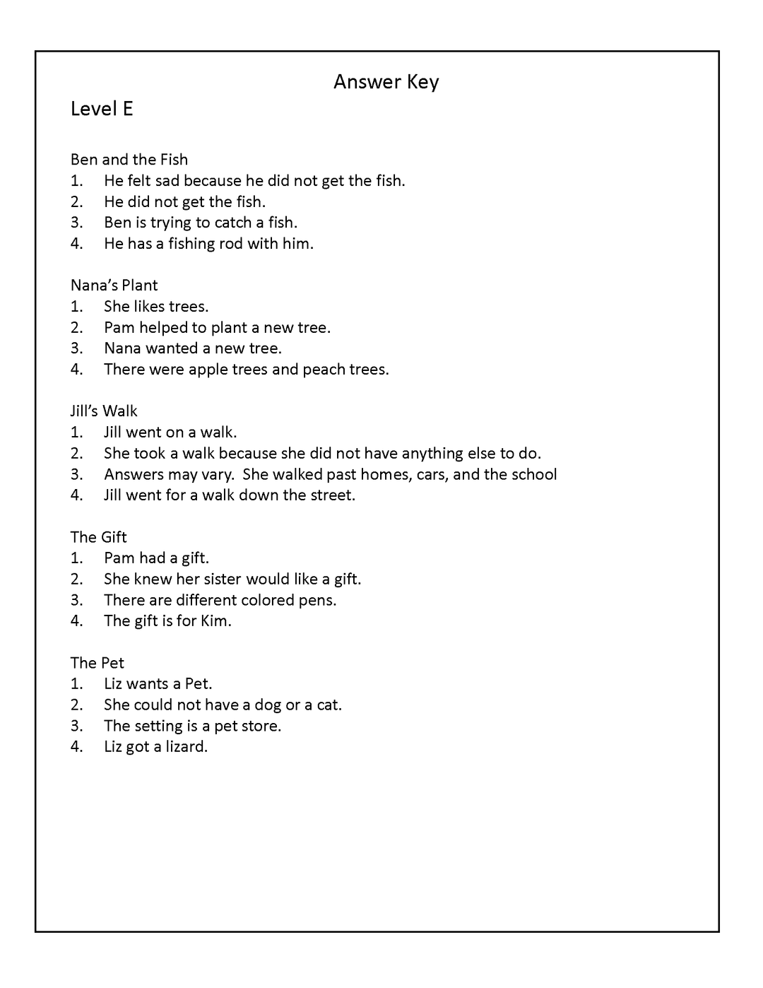 10 Leveled Passages & Fluency-Fiction Guided Reading for Levels E & F