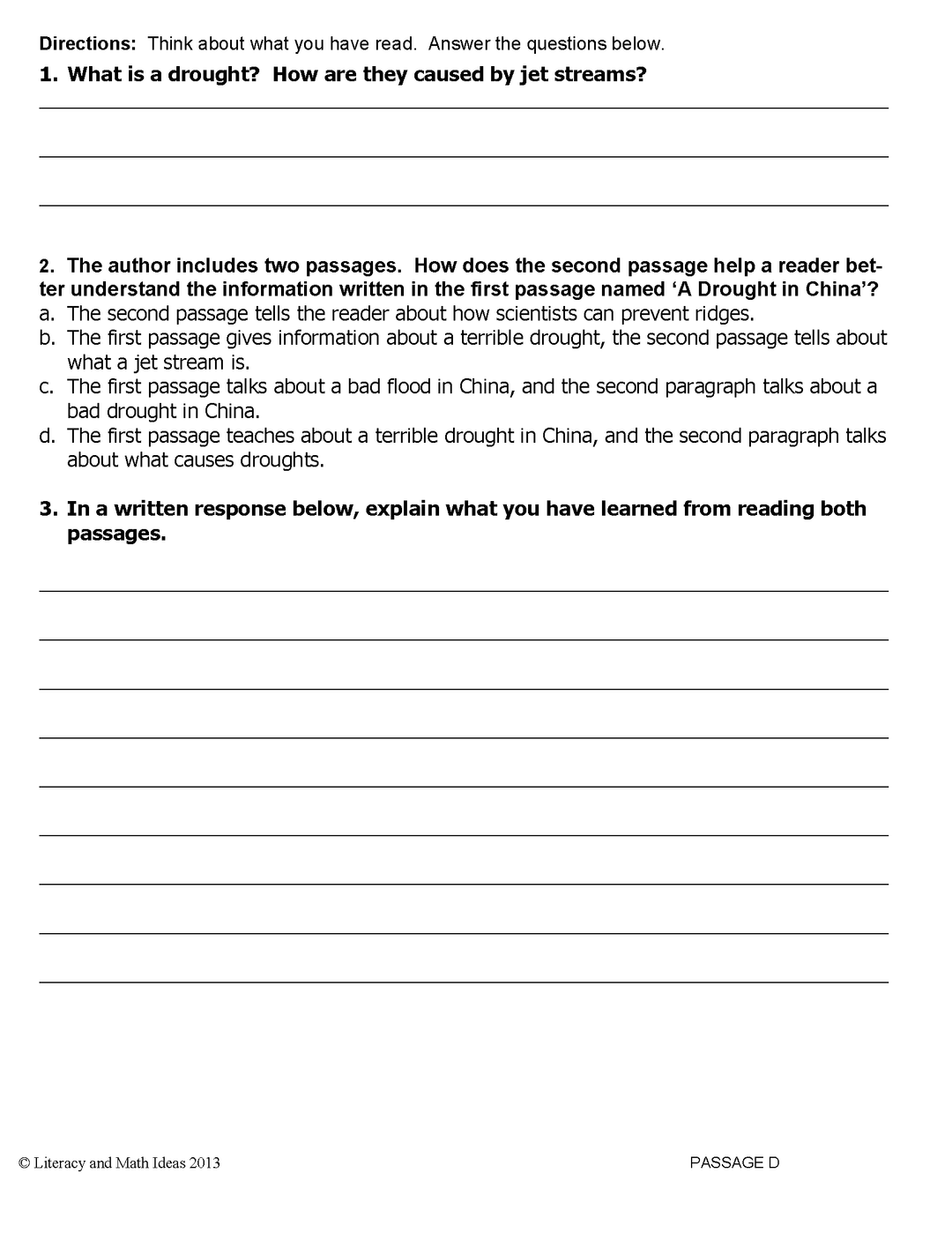 Common Core Grade 5: Integrate Texts RI.5.9 Practice