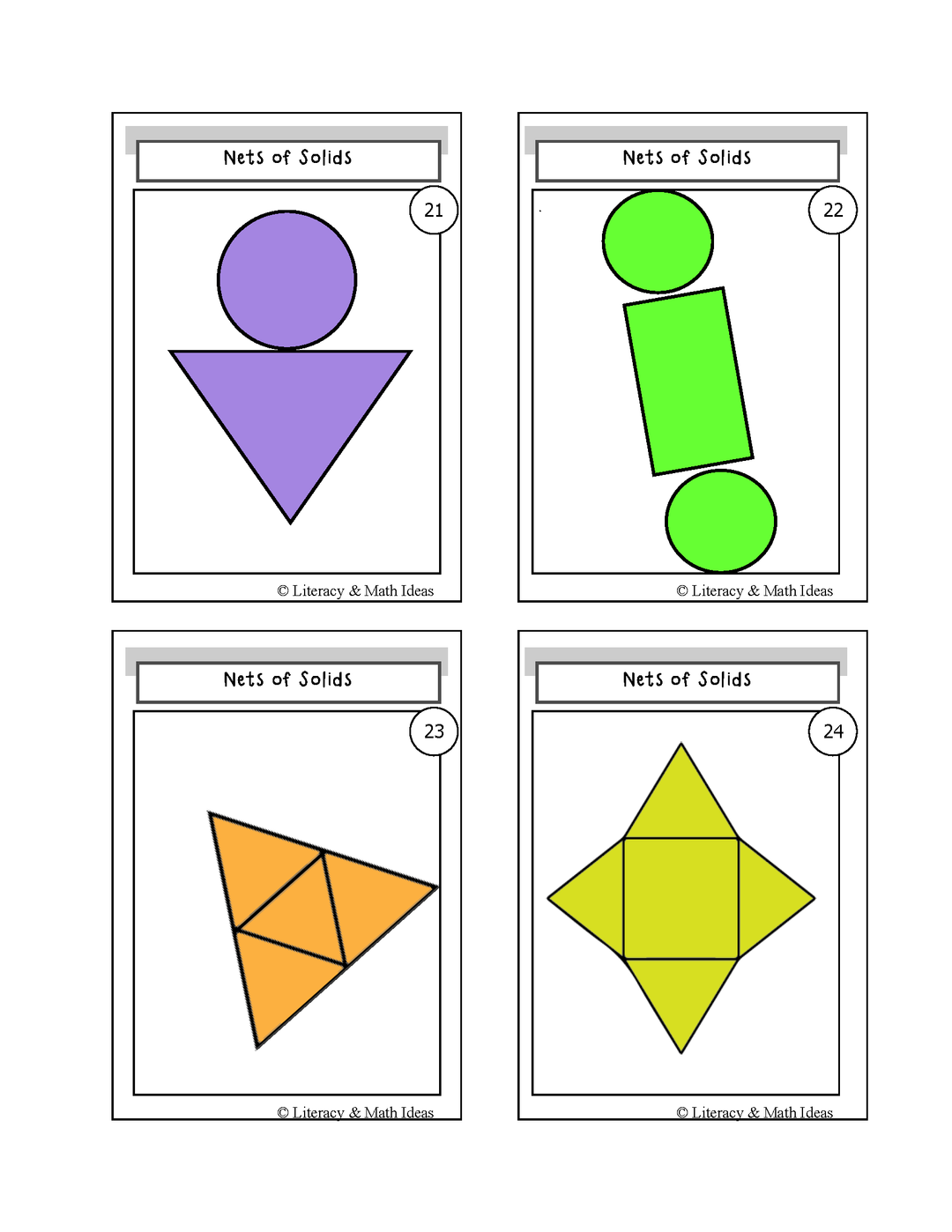 Geometric Nets of Solids Playing Cards