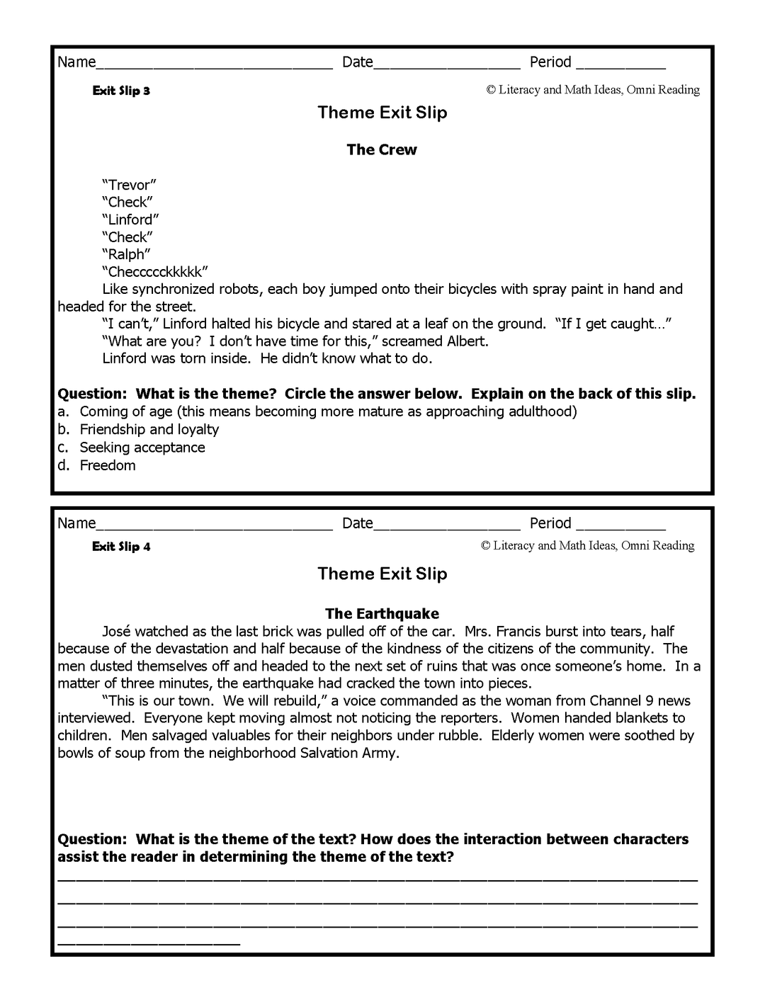 Theme Exit Slips