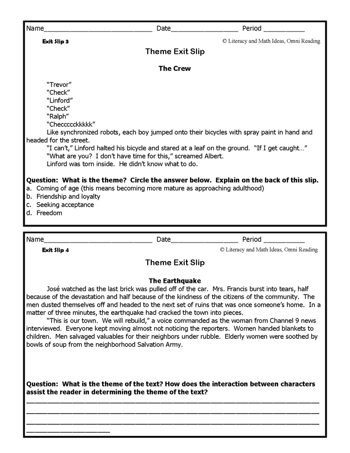 Theme Exit Slips