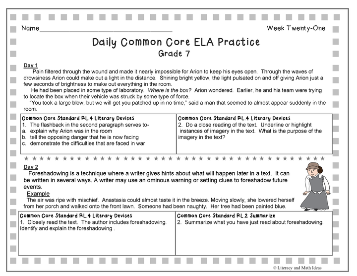 Grade 7 Daily Common Core Reading Practice Weeks 21-25