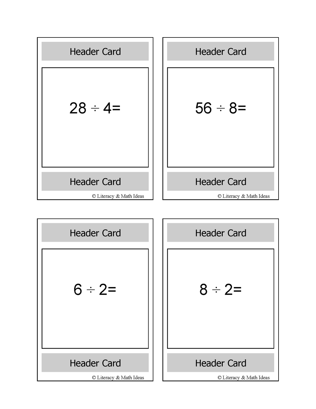 {FREE} Division Strategies Playing Cards