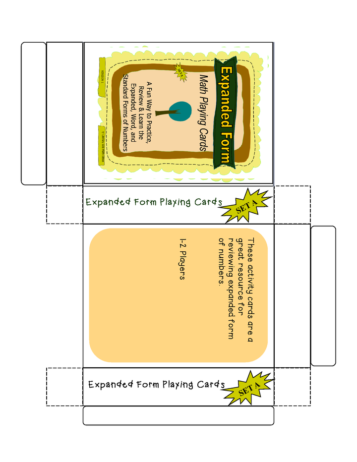 Expanded Form Math Playing Cards