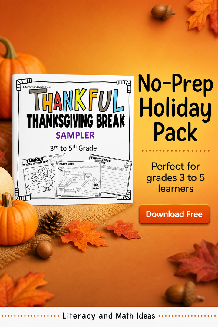 Free Thanksgiving Break Writing Prompt Sampler (Grades 3-5)