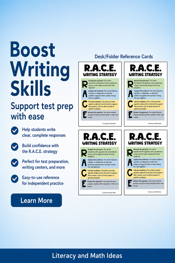 FREE R.A.C.E. Writing Strategy Toolkit: Evidence-Based Poster & Sentence Stems