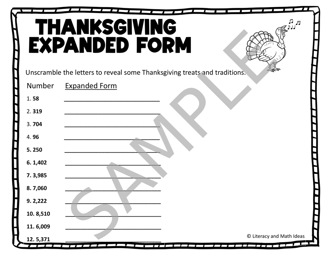 Thanksgiving Break Math & ELA Review Packet (Grades 3-5)