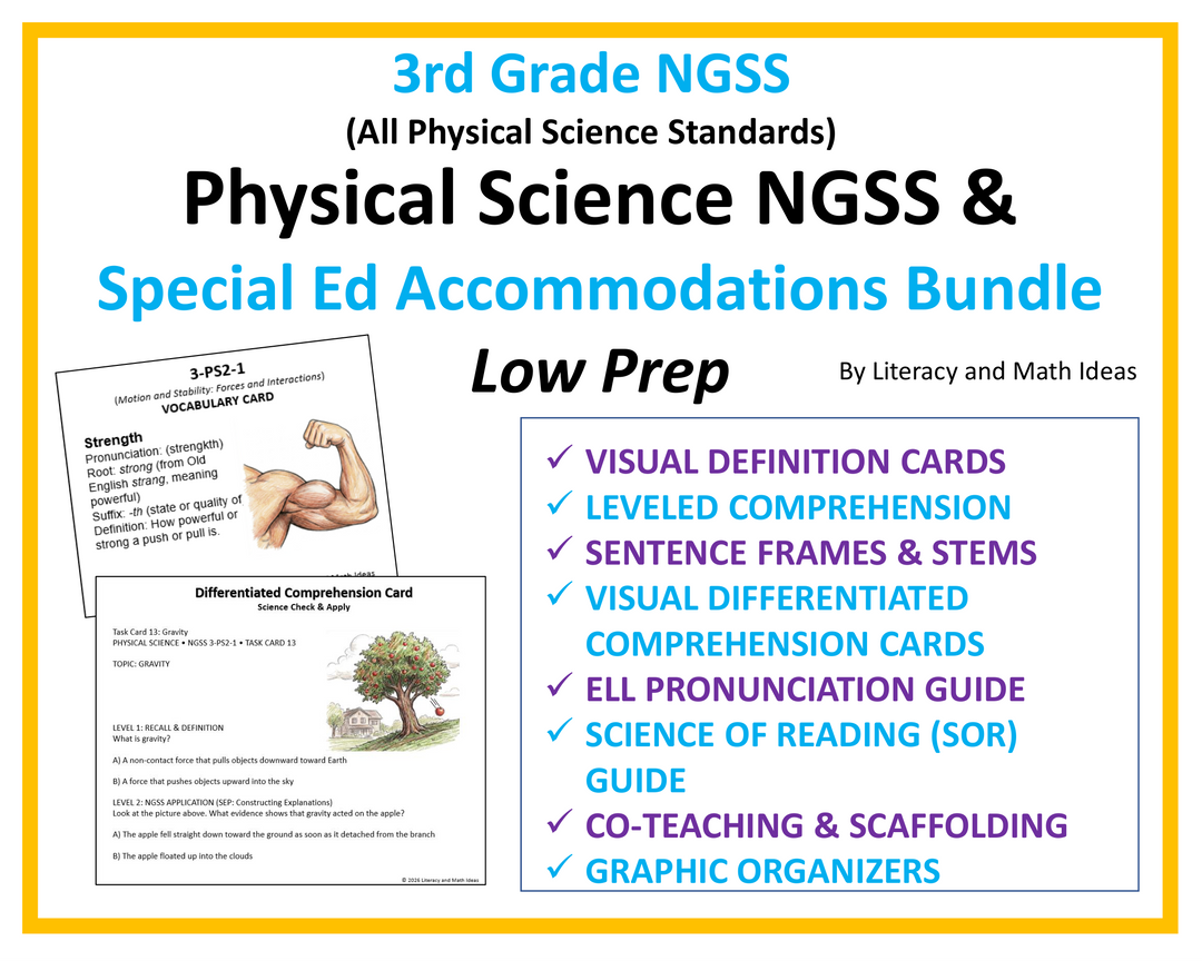 3rd Grade Physical Science NGSS & Special Ed Task Cards Bundle