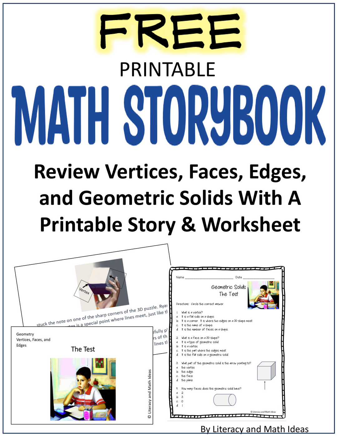 Free Printable Math Storybook: Geometric Solids, Vertices, Edges & Faces