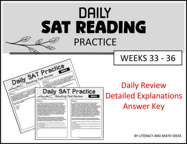 Daily SAT Reading Practice & Grammar Review: Weeks 33-36