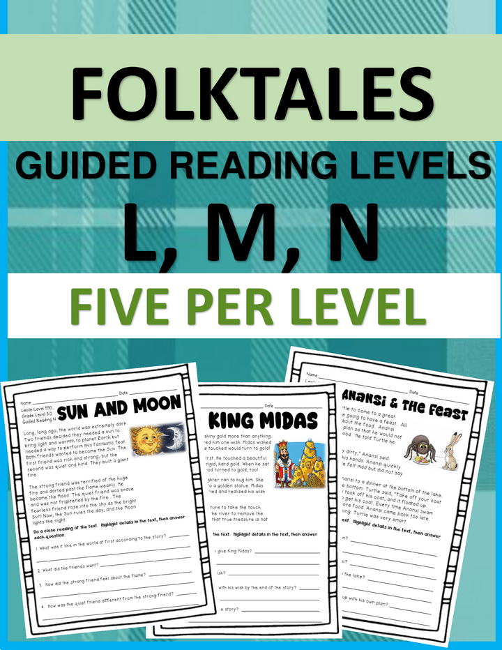 Folktales Leveled Reading Passages & Comprehension Questions (Levels L-N)