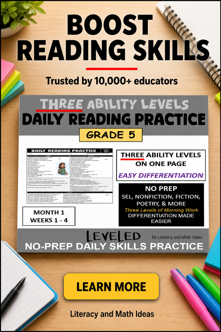 Differentiated Daily Reading Comprehension - Grade 5 (Month 1) Weeks 1 - 4