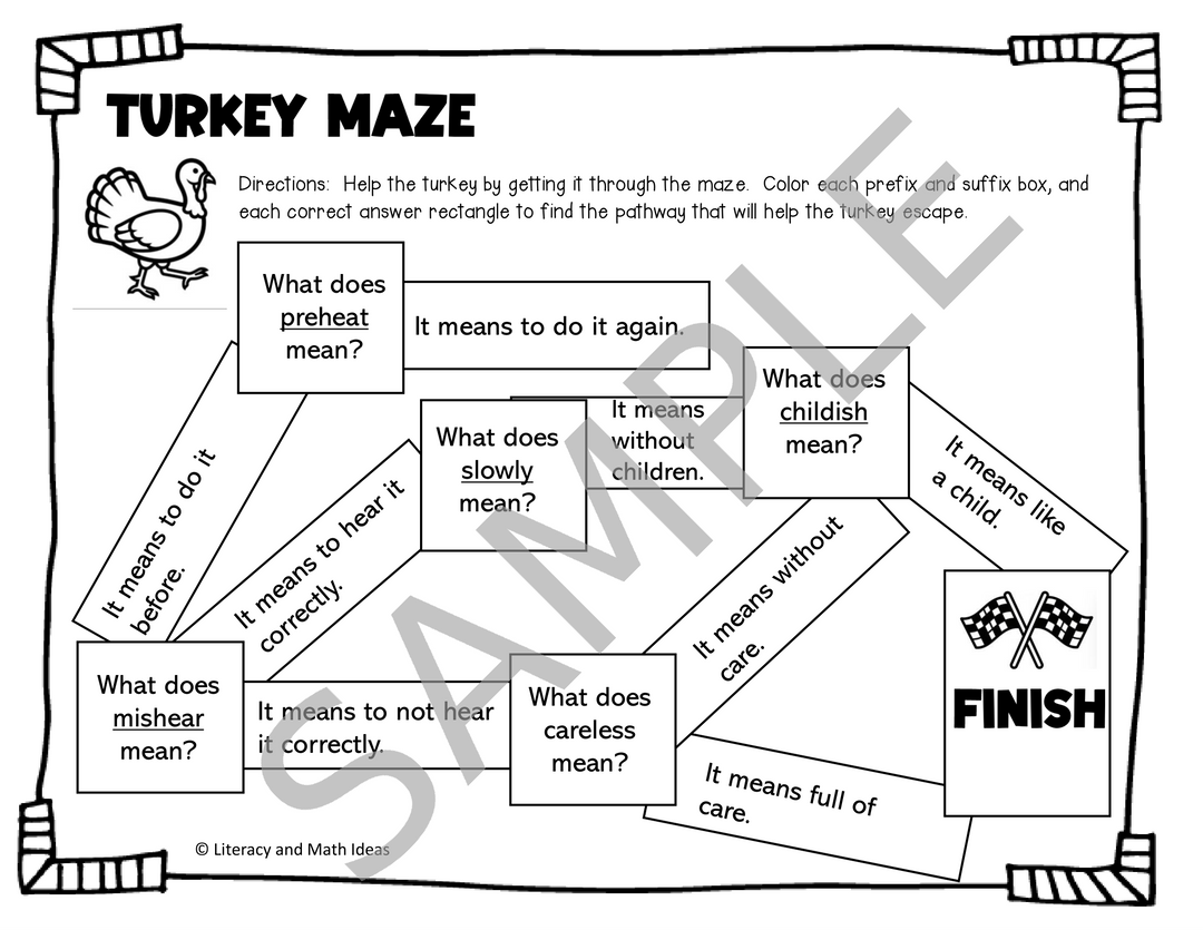 Thanksgiving Break Math & ELA Review Packet (Grades 3-5)