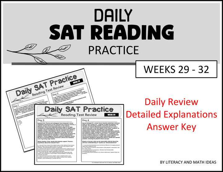 Daily SAT Reading Practice: Weeks 29-32 (Month 8)