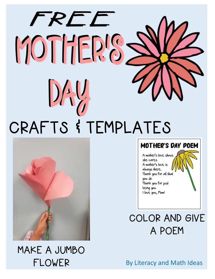 Free Mother's Day Crafts & Templates (Jumbo Flower & Poem)
