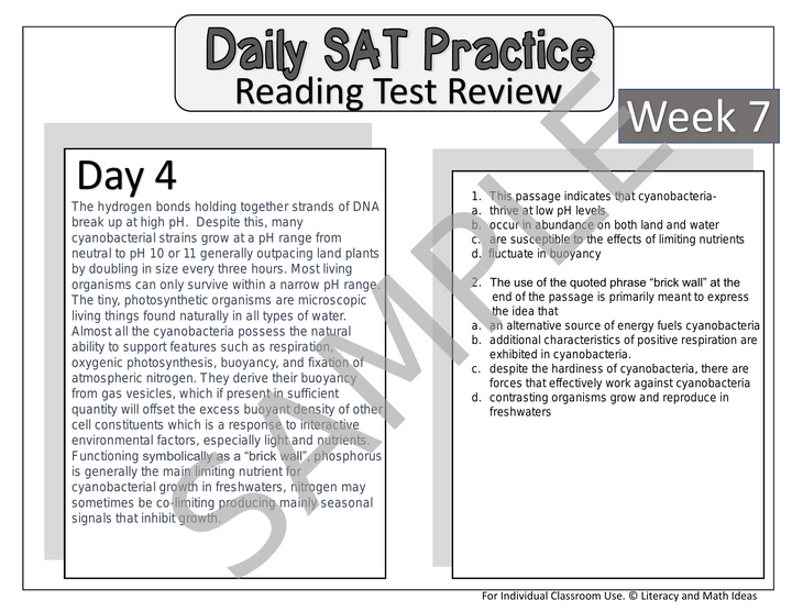 Daily SAT Reading Practice: Weeks 5-8 (Month 2)