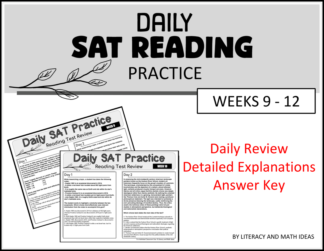 Daily SAT Reading Practice Weeks 9 - 12 (Month 3)