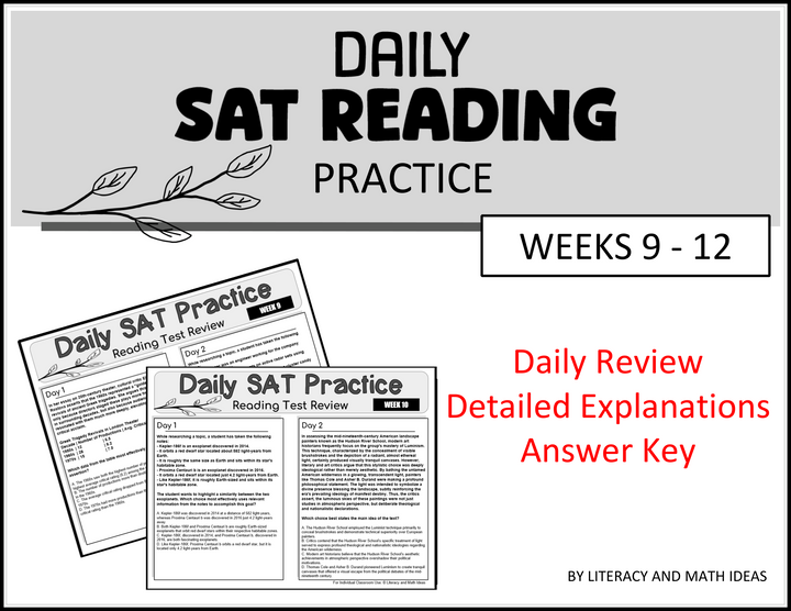 Daily SAT Reading Practice Weeks 9 - 12 (Month 3)