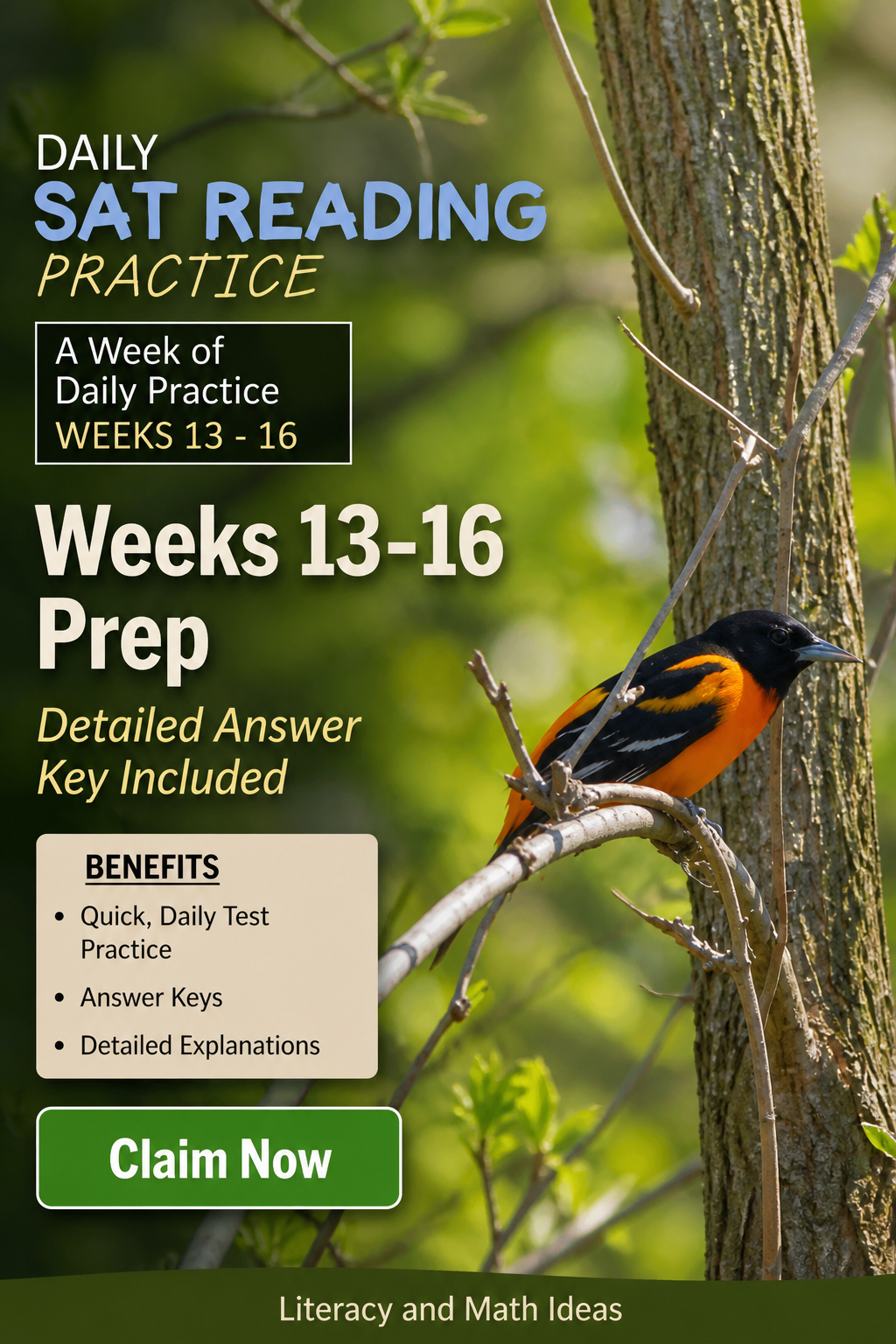 Daily SAT Reading Practice Weeks 13-16 (Month 4) - Test Prep & Detailed Explanations