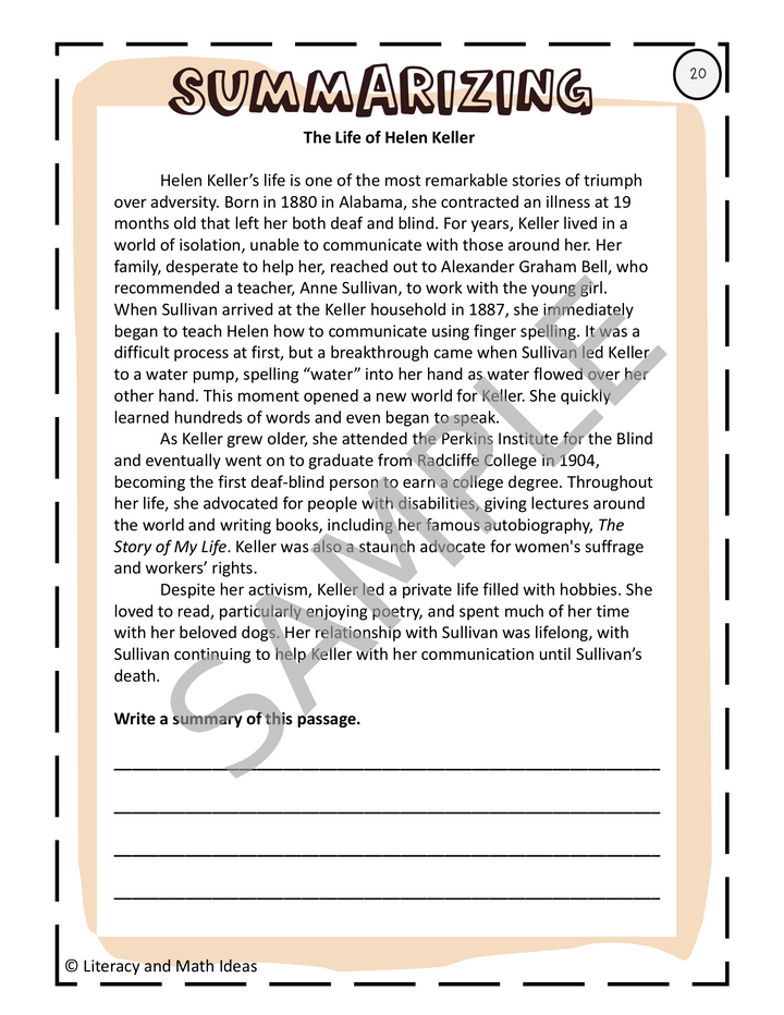 Differentiated Summarizing Task Cards: Marzano Taxonomy Reading Comprehension