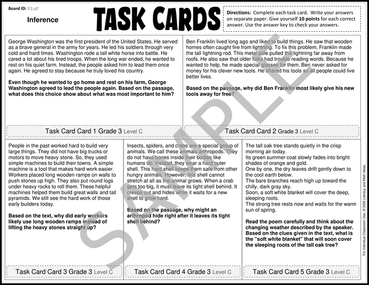 No-Prep Inference 30 Task Cards (Grade 3)