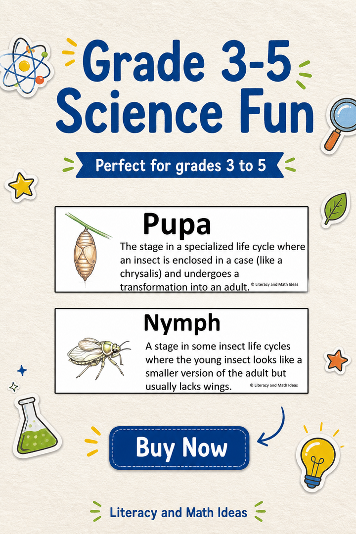 Animal Life Cycle & Adaptations Vocabulary Cards for Grades 3-5