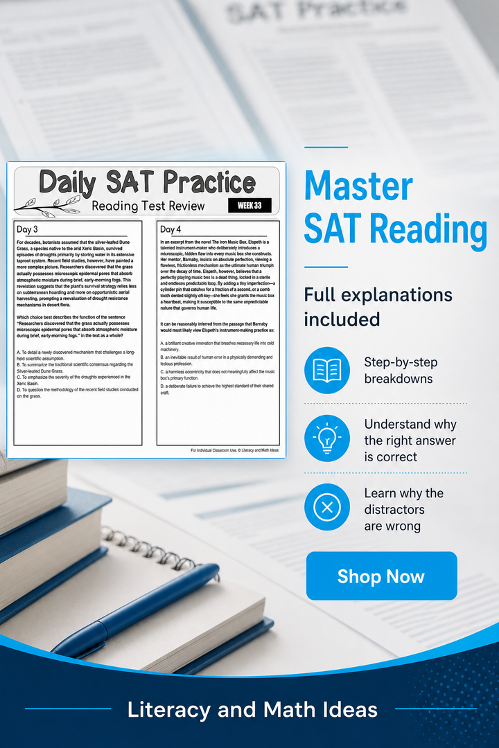 SAT Reading Prep: 10 Months of Daily Spiral Review & Explanations