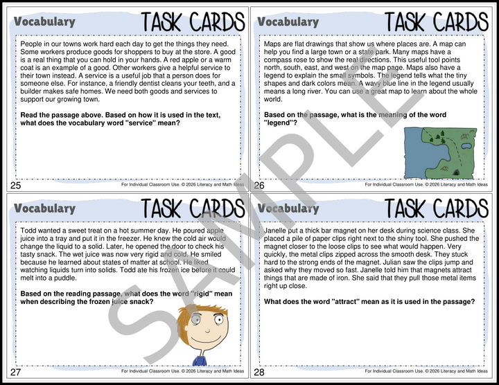Grade 3 Vocabulary Context Clues Task Cards - CCSS RL.3.4 & RI.3.4