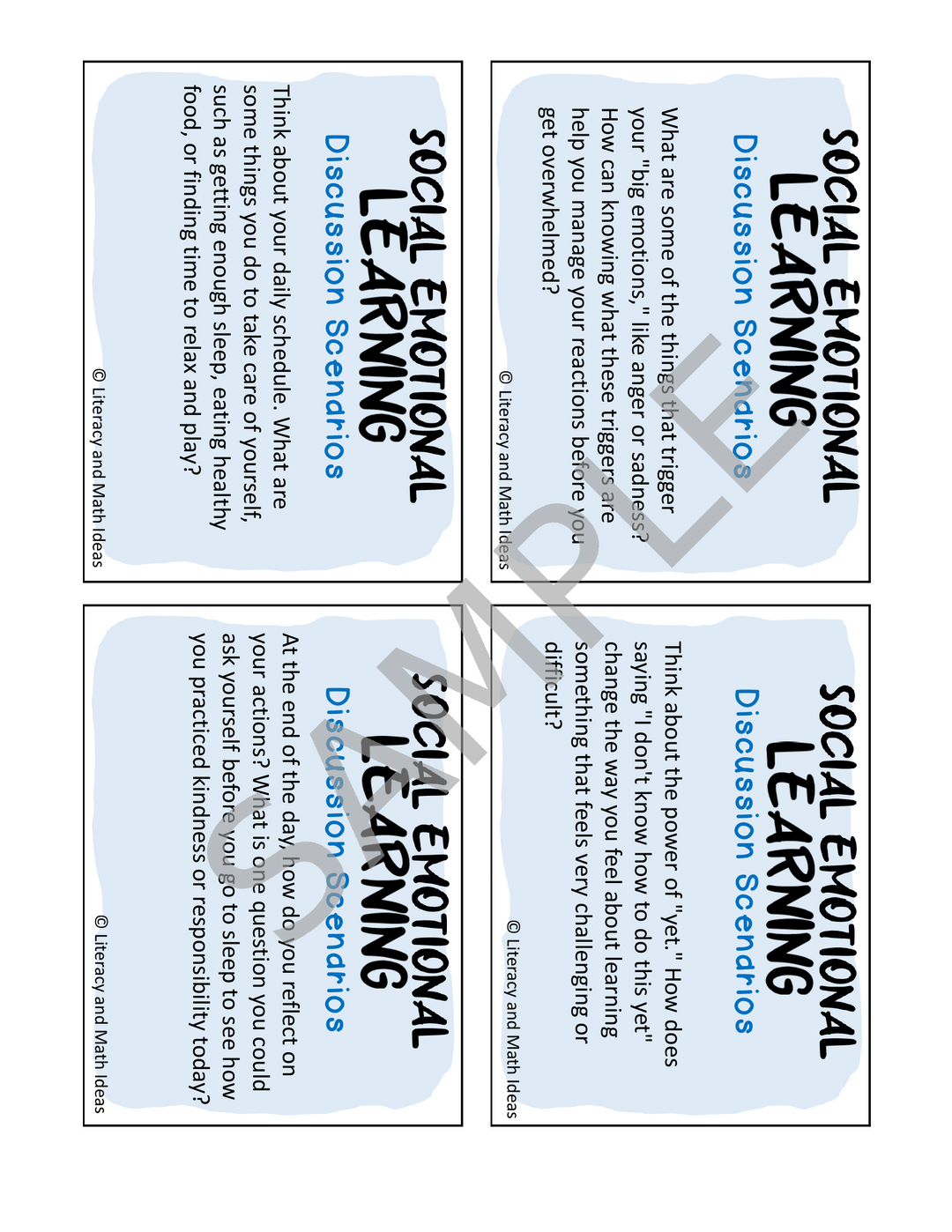 Free Social Emotional Learning (SEL) Worksheets & Discussion Cards