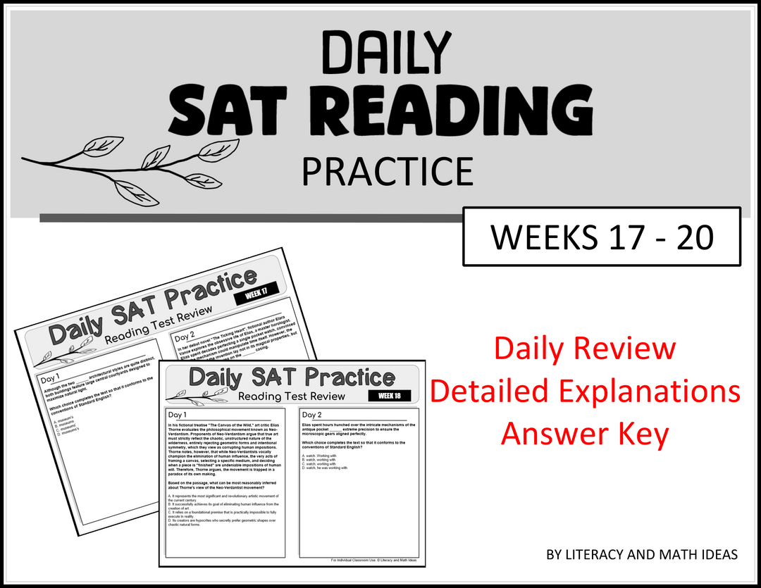 Daily SAT Reading Practice Weeks 17-20: Grammar & Comprehension Review