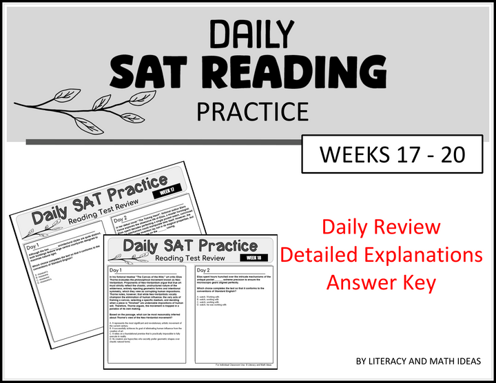 Daily SAT Reading Practice Weeks 17-20: Grammar & Comprehension Review