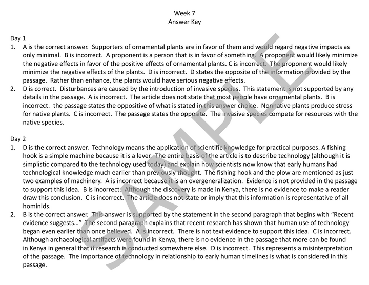 Daily SAT Reading Comprehension Practice - Week 7