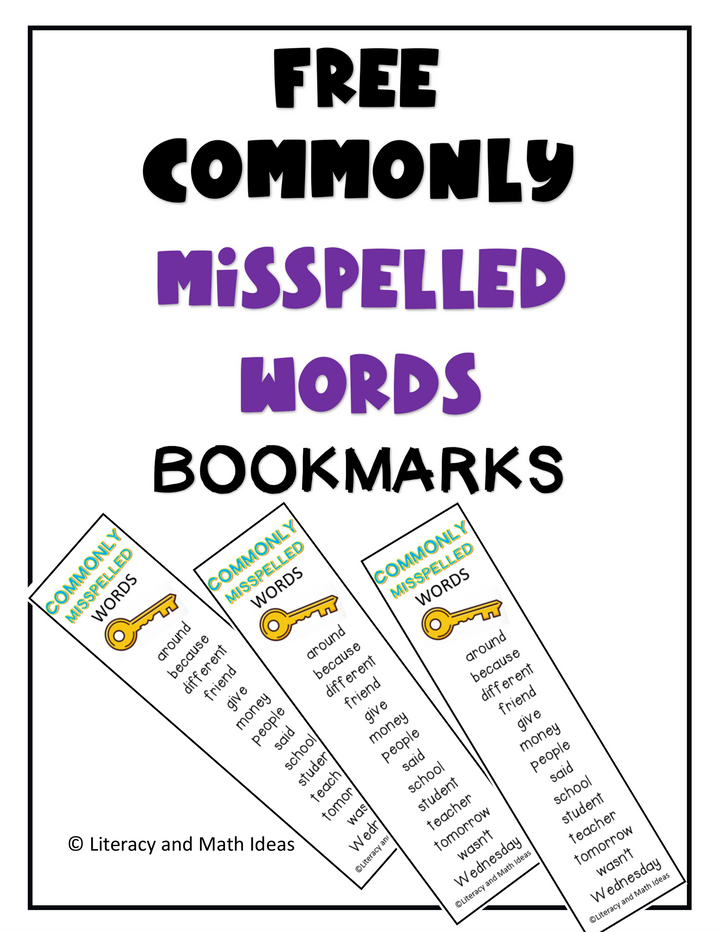 Free Commonly Misspelled Words Bookmarks - Spelling Reference Tool