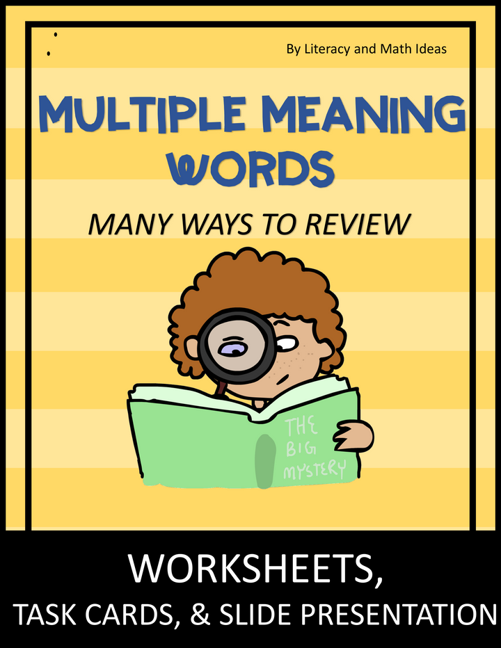 Multiple Meaning Words Worksheets, Task Cards & Slide Presentation