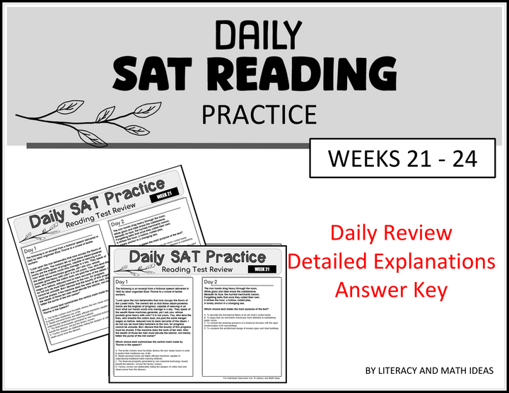 Daily SAT Reading Practice Weeks 21-24: Comprehensive Test Prep